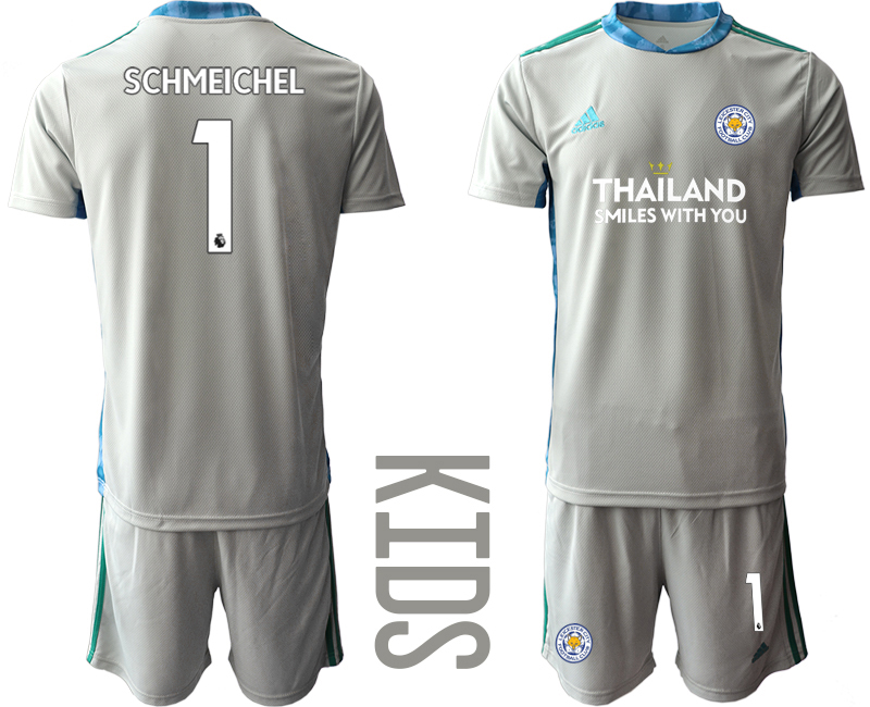 Youth 2020-2021 club Leicester City grey goalkeeper #1 Soccer Jerseys->leicester city jersey->Soccer Club Jersey